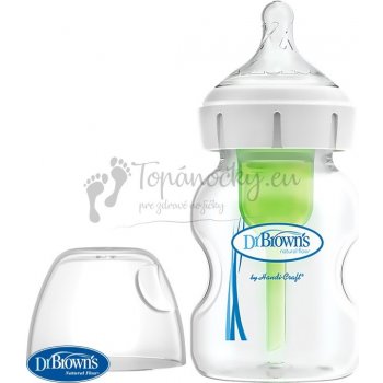 Dr Brown's options Wide neck anti colic plastová biela so silikón cumľom level 1 1 ks 150 ml