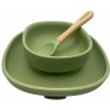 Martons jedálenská sada silikónová s prísavkou 3-dielna Olive green