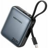 Powerbank Vention 10000mAh 35W PD z wbudowanym kablem USB-C szary