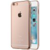 Luxusné puzdro iPhone 6 plus, 6S plus ultra tenké priesvitné s ružovým rámikom