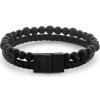 Rebel & Rose RR-M0057-B-L+ Bracelet Full Metal Combo 12mm Black Rocks