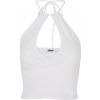 Ladies Short Wraped Neckholder Top - white 3XL