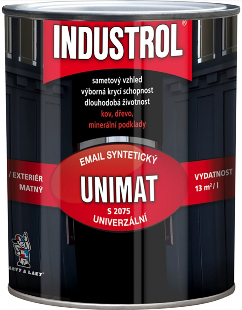 Slovakia product data sample: INDUSTROL UNIMAT S2075 1000 biely, syntetická univerzálna matná farba, 0,6l