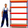 Regál 216x120x40 cm PROFESIONÁLNY lakovaný 5-policový, nosnosť 2000 kg - MODRO-ORANŽOVÝ