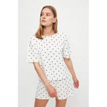 Trendyol White Heart Pattern Knitted pajamas Set biela