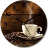 Sklenené nástenné hodiny okrúhle Šálka kávy fi 30 cm