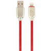 Gembird kábel nabíjací Lightning 8-pin (M) na USB 2.0 (M), prémiový, gumovo - opletený, 2 m, červený