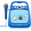 BOOMBOX KARAOKE BLUETOOTH REPRODUKTOR USB MP3 MIKROFÓN CD PREHRÁVAČ MODRÝ