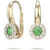 Halo náušnice zo žltého zlata so zeleným očkom 23229/ZZX