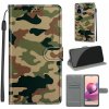 Peňaženkové kožené puzdro Voltage na Xiaomi Redmi Note 10/10S - Green Yellow Camouflage