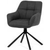 Židle jídelní HC-532 GREY2, tmavě šedá látka, otočný mechanismus 90°/90° (L/P), černý kov