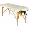 BodyFit skladacie 2-zónové drevené masážne lôžko s úložným kufrom 216x60cm - béžová BodyFit