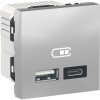 Unica - Dvojitý nabíjací USB konektor A+C 2.4A, 2M, Aluminium