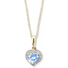 Cutie Jewellery Zlatý náhrdelník srdca Z6308ZBN-Arctic Blue