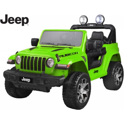 Joko Elektrické autíčko Jeep Wrangler Rubicon 4x4 penové kolesá kožené sedadlo FM rádio zelená