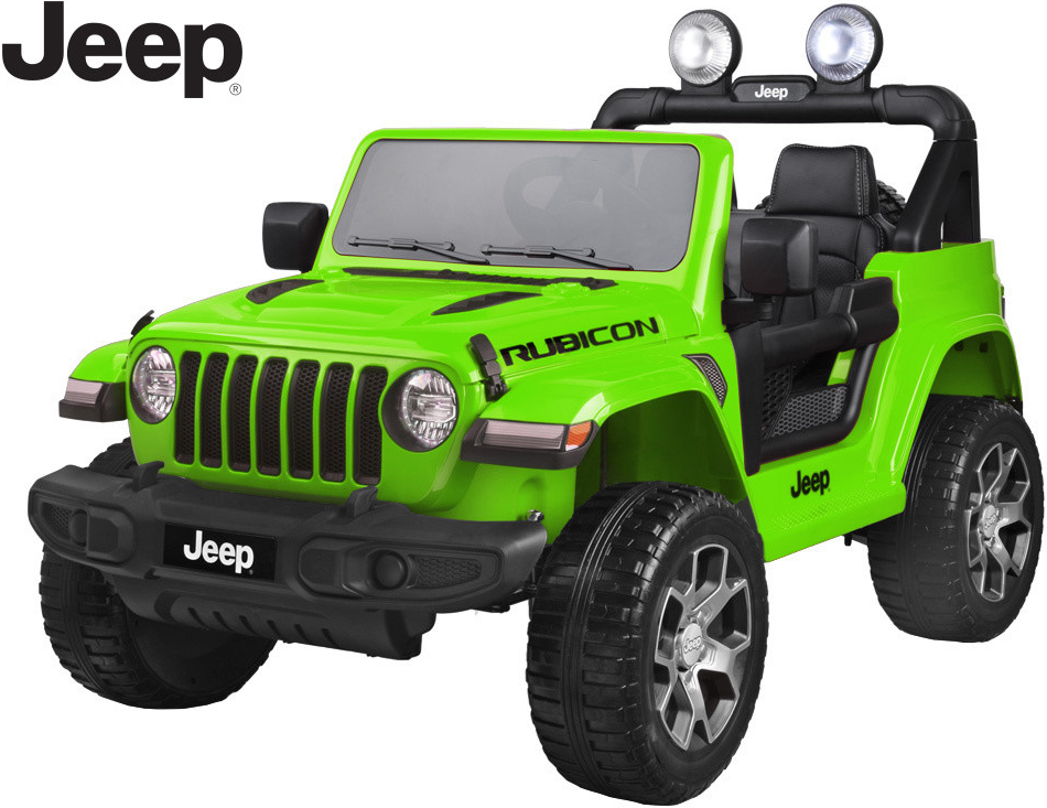 Joko Elektrické autíčko Jeep Wrangler Rubicon 4x4 penové kolesá kožené sedadlo FM rádio zelená