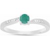 Nefertitis Prsteň strieborný s brúseným smaragdom a zirkónmi Ag 925 015992 EM - 52 mm (US 6), 1 g