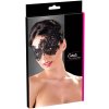 Cottelli Accessories čierna maska na oči s výšivkou a čipkovanou stuhou