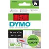 DYMO páska D1 24mm x 7m, čierna na červenej S0720970