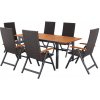 Livarno home Hliníkový záhradný stôl Valencia, 143 – 194,5 x 90 x 74 cm x Skladacie kreslo Valencia, hnedé, 6 kusov (800012218)