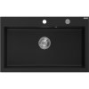 Mexen Elix granitový drez 1-komorový 800 x 500 mm, čierny, sifón chróm - 6527801005-77
