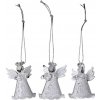 Anjel sklo 3 ks v krabičke na zavesenie, pieskovaný, bielý