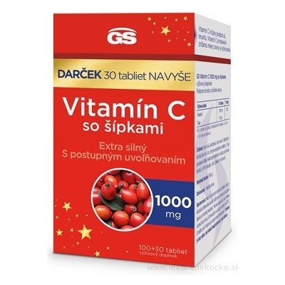 GS Vitamín C 1000 mg so šípkami darček 2023 tbl 100+30 navyše (130 ks)