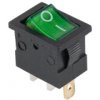 Kolískový mini prepínač 3-pin, 12V, zelený, podsvietený PRK0020D