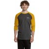 Pánske tričko s dlhým rukávom Meatfly Kennedy Raglan šedá/žltá L