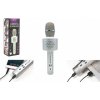 Mikrofón karaoke Bluetooth strieborný na batérie s USB káblom v krabici 10x28x8, 5cm