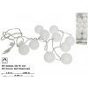 Svetelná reťaz 10 bielych led guličiek 6cm 1,5+1,3 m