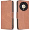Peňaženkové kožené puzdro Lambskin na Honor Magic6 Lite - Hnedá