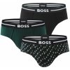 BOSS - slipy 3PACK cotton stretch BOLD modern green & B logo z organickej bavlny - limitovaná fashion edícia (HUGO BOSS)-M (83-89 cm)