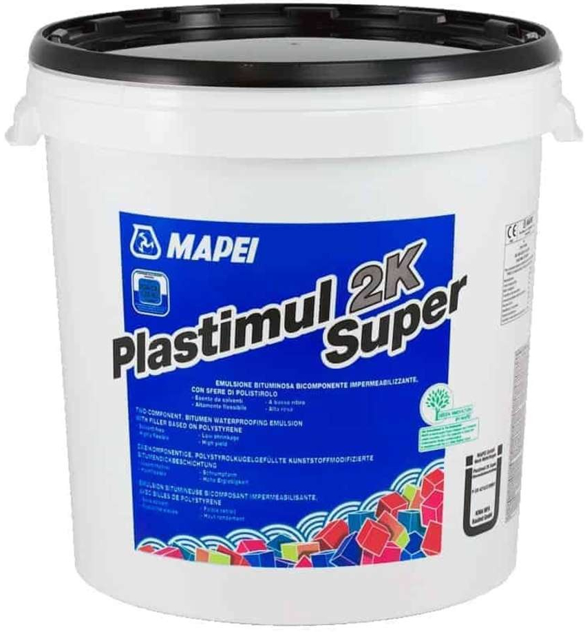 MAPEI PLASTIMUL 2K SUPER 22kg Dvojzložková, rýchloschnúca, vysoko flexibilná bitúmenová hydroizolácia