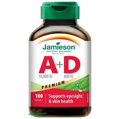 Jamieson Vitamín A a D Premium 10000 IU/ 800 IU 100 cps.