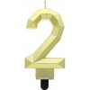 Tortové sviečky -metalická zlatá 2 (7,6cm)