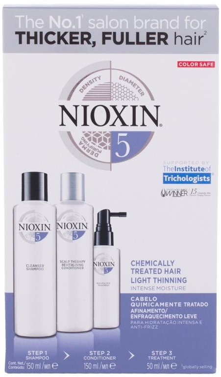 Nioxin Hair System 5 150 ml System 5 Cleanser šampón 150 ml + System 5 Scalp Revitaliser Conditioner 50 ml System 5 Scalp Treatment pre jemné a chemicky neošetřené vlasy darčeková 