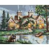 Zuty – Maľovanie podľa čísel – Medvedík čistotný, loďka a dom (D. Rusty Rust), 80 × 100 cm, plátno + rám 8596530185994