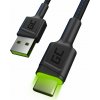 GREEN CELL Kábel GCRay USB - USB-C 120cm so zeleným podsvieteníma podporou rýchleho nabíjania