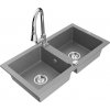 MEXEN/S MEXEN/S - Mario granitový drez 2-bowl vrátane batérie Elia, šedá 6504-71-670101-00