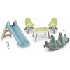Set šmykľavka s vodnou hrou a obojstranná hojdačka XS Slide Blue Life Smoby dĺžka šmyku 90 cm a stôl s dvoma stoličkami KidChair