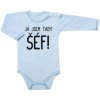 Body dlhý rukáv s vtipným textom Baby Nellys Já jsem tady ŠÉF!