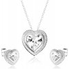 Šperky eshop Set náhrdelníka a náušníc zo striebra symetrické srdce číry zirkón SP43.06