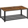 Konferenčný stolík v industriálnom štýle s mriežkovou policou, rustikálny hnedý