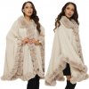 Fashionweek Extrémne teplé a efektívne dámske pončo s kožušinou KARR09 Béžový