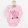 Dojčenské body s dlhým rukávom New Baby Happy Elephant pink, veľ. 80 (9-12m)