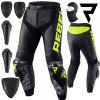 KOŽENÉ NOHAVICE REBELHORN REBEL BLACK/FLO YELLOW 54