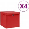Úložné boxy s vekom 4 ks, 28x28x28 cm, červené-ForU-325220