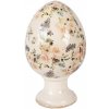 Clayre & Eef Béžové keramické vajíčko na podstavci s ružami Rosina XL - Ø 17*28 cm - Clayre & Eef