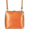 Vera Pelle Kožená malá dámska crossbody kabelka koňaková hnedá